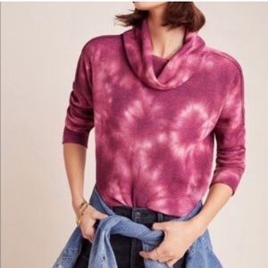 Maeve Anthropologie Ainsley thermal tie dye waffle knit cowl neck top size XS
